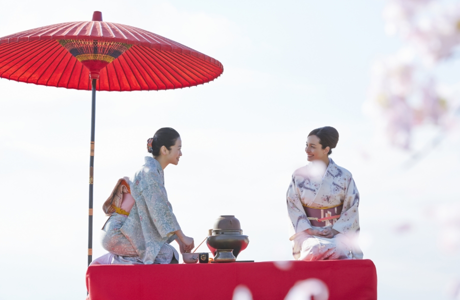 Women wearing a kimono.